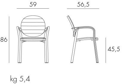 Nardi Штабелируемый садовый стул из полипропилена с подлокотниками Alloro sun-id-1474083 - Вид №7