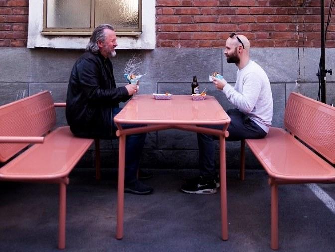 VESTRE Скамья из оцинкованной стали со спинкой Pop sun-id-1353343 - Вид №2