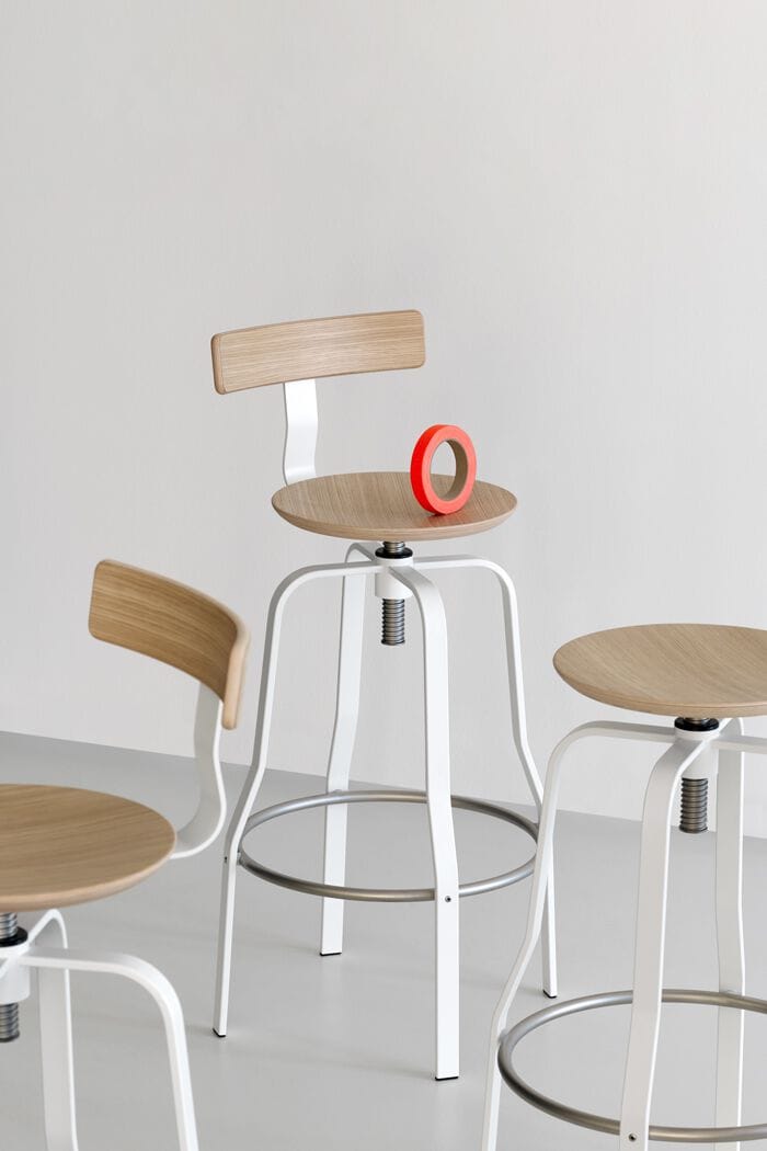 Высокий стул из стали и дерева со спинкой Lapalma круглый ARCH-00098421 - Вид №6