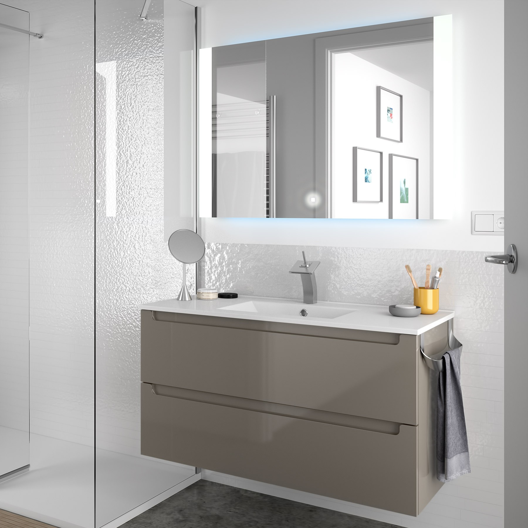 26683 SALGAR Мебель под умывальник MONTERREY 1000 2 металлических ящика GLOSS TAUPE 997 x 540 x 450 мм Глянцево-серо-коричневый 