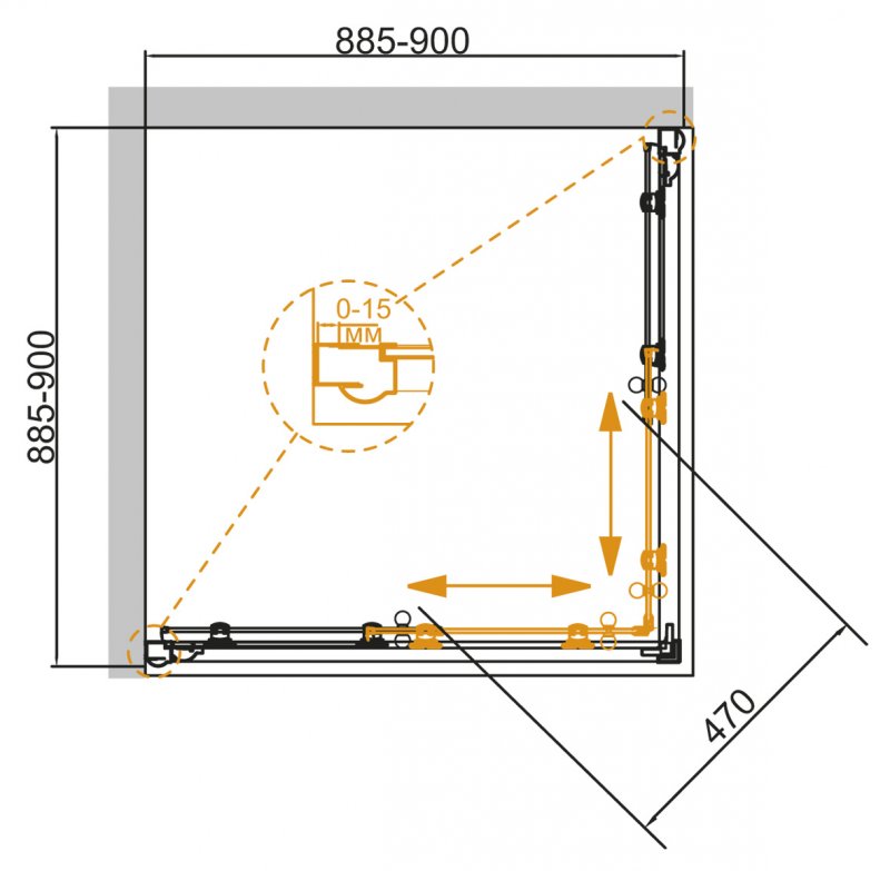 Душевой уголок CEZARES GIUBILEO-A-2-90-SCORREVOLE-CP-Br - Вид №3