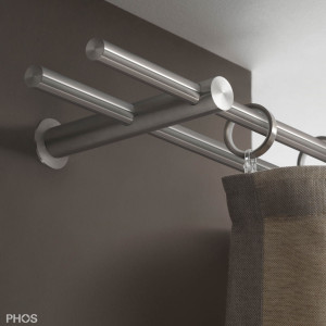 VS20-140D1600 Гардинный карниз комплект: 160 см двуствольный с 2 ​​кронштейнами PHOS