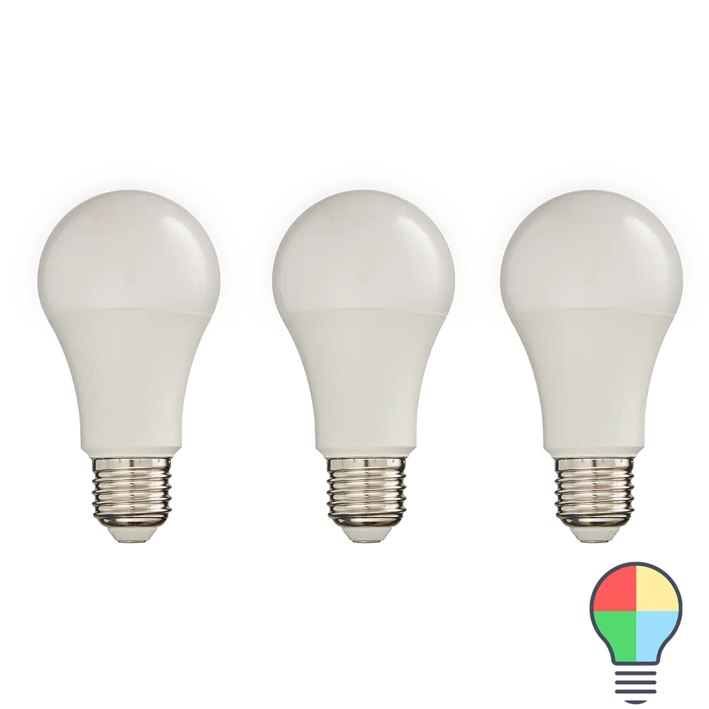 Набор умных ламп светодиодных Wi-Fi Osram Smart Plus E27 220-240 В 9.5 Вт груша матовая 1055 лм изменение цвета RGB 3 шт LEDVANCE STLM-2161303
