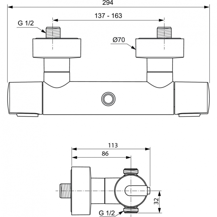 A4639AA Настенный термостатический смеситель для душа Ideal Standard CERATHERM 100  - Вид №2