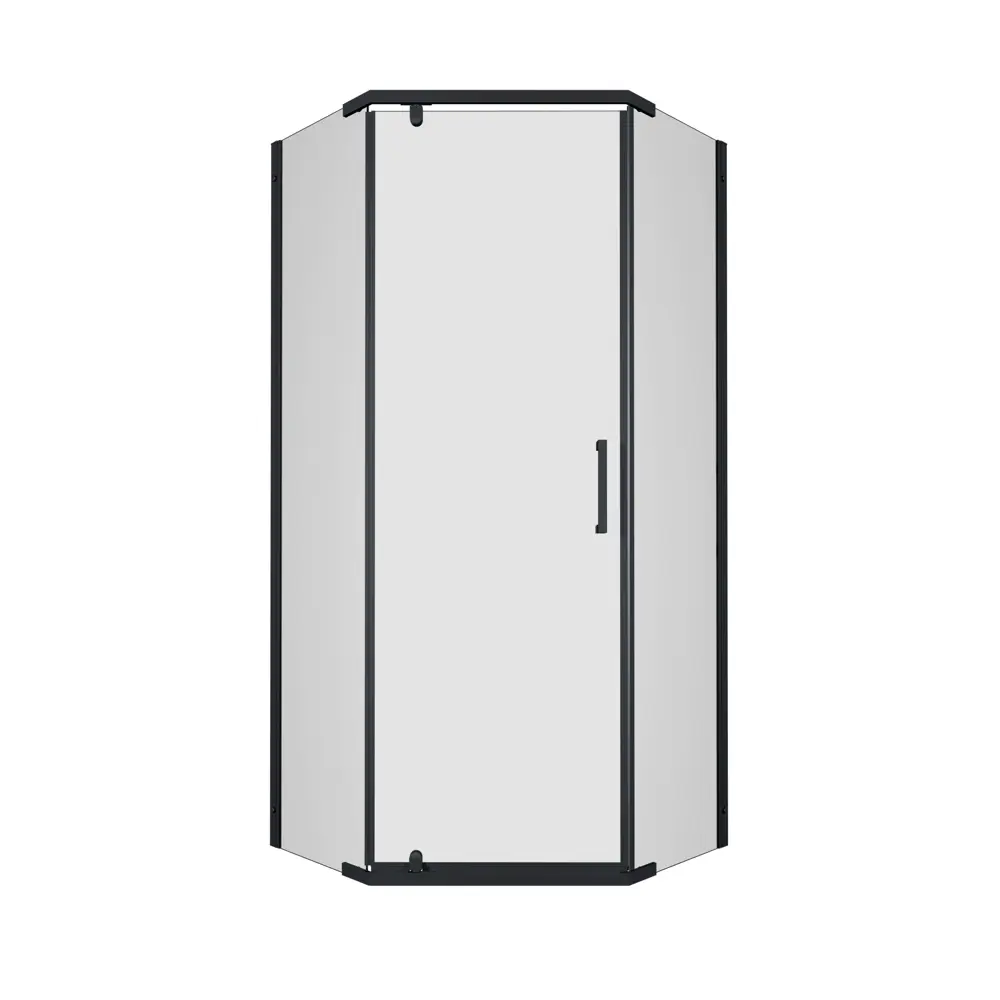 Душевая ширма Грета Triton пятиугольная 100x100x190см цвет профиля черный распашная стекло 6мм прозрачное 89441207 STLM-2051672 - Вид №1