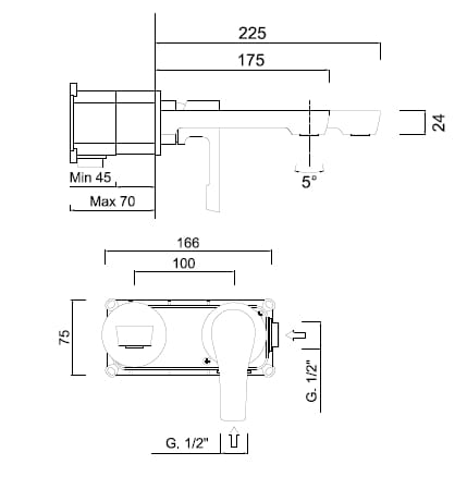 Настенный смеситель для раковины с 2 отверстиями Rubinetteria Giulini Ego ARCH-00122480 - Вид №2