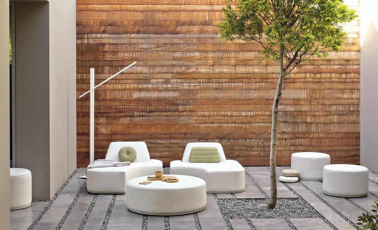 Стол для отдыха / подставка для ног 104 nautic leather white Manutti Moon Island MNST425 - Вид №6