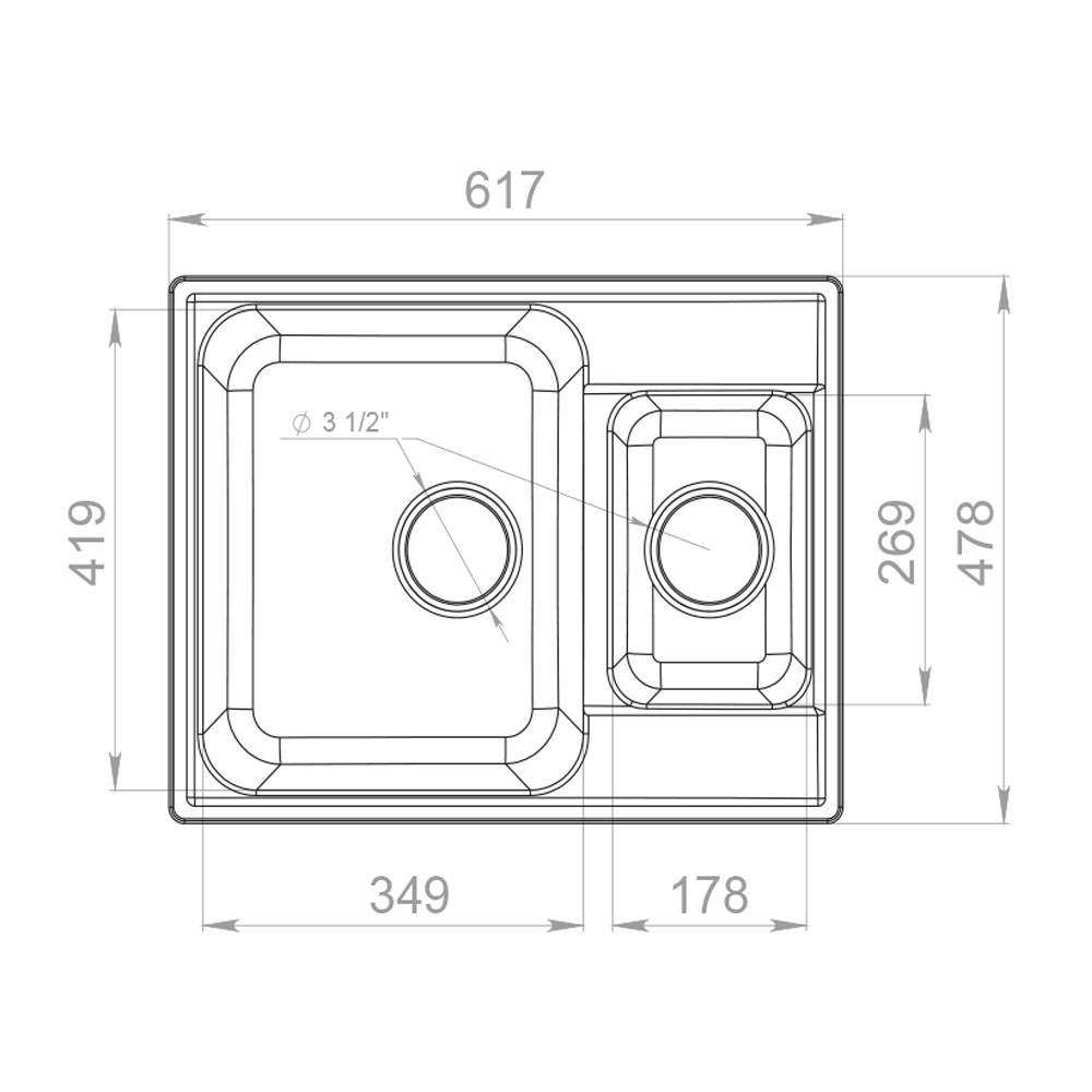RQ233 антрацит Мойка кухонная прямоугольная Raiber  - Вид №1