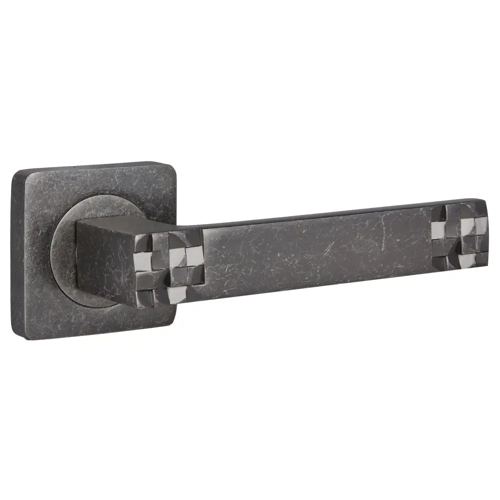 Ручки дверные на розетке Renz DH 77-02, ЦАМ, цвет античное серебро STLM-2125130