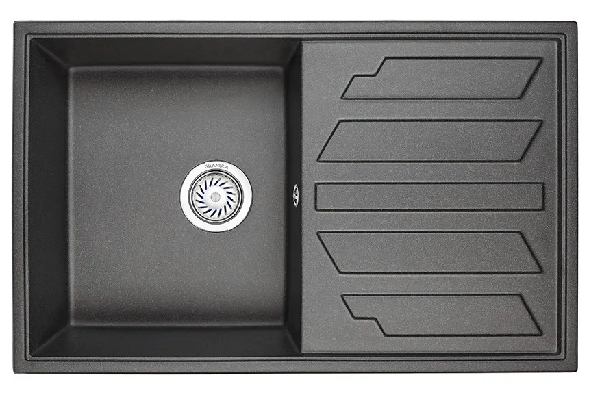 8002, ЧЁРНЫЙ, кухонная мойка, кварц GRANULA 8002-ST218 - Вид №1