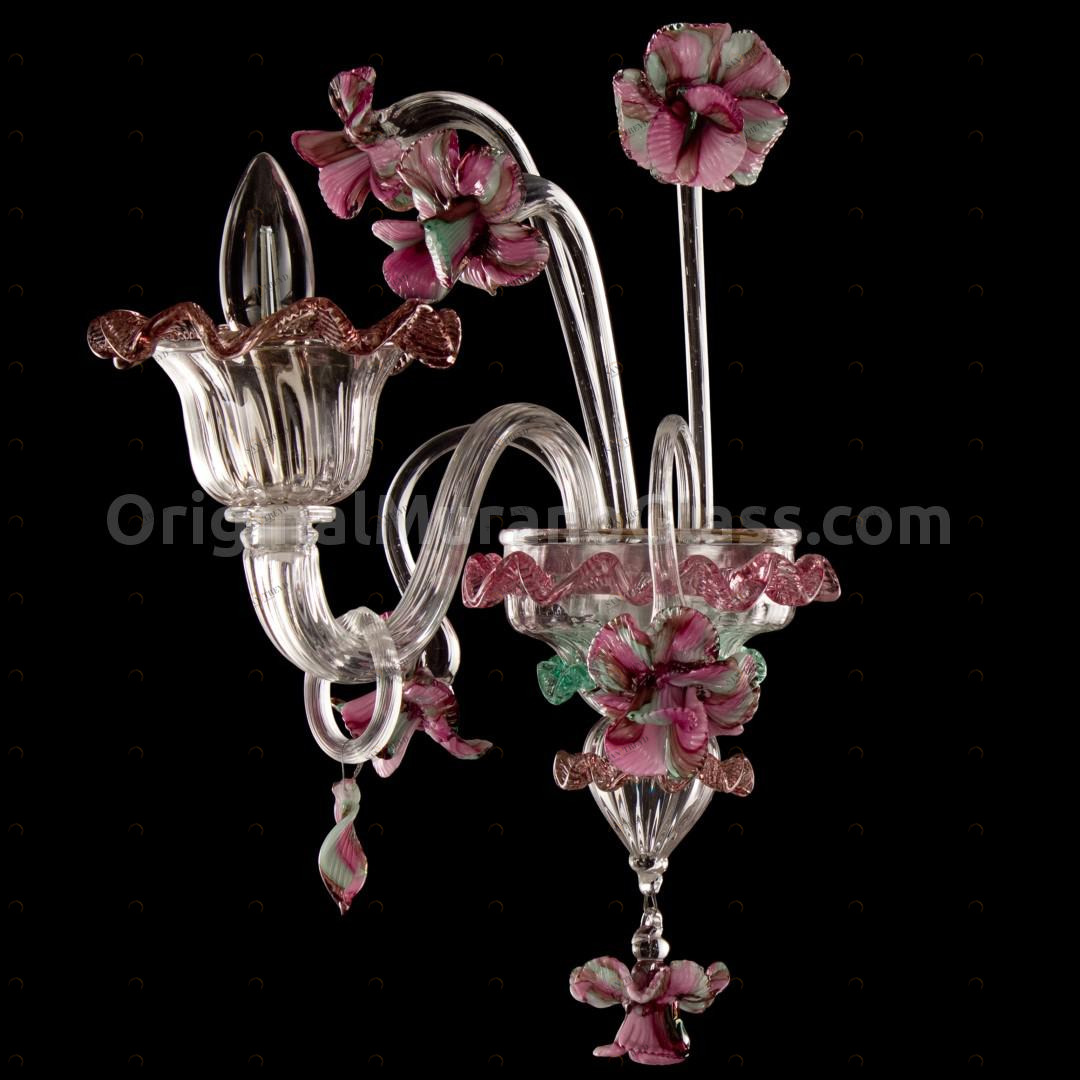 1235 ORIGINALMURANOGLASS Настенный светильник Бра Петунья - Флорал - муранское стекло OMG 25 см CLASSICO