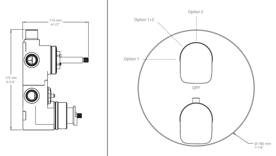 Встраиваемый термостатический набор для душа с душем BARIL PRO-4225-45 ARCH-00099427 - Вид №2