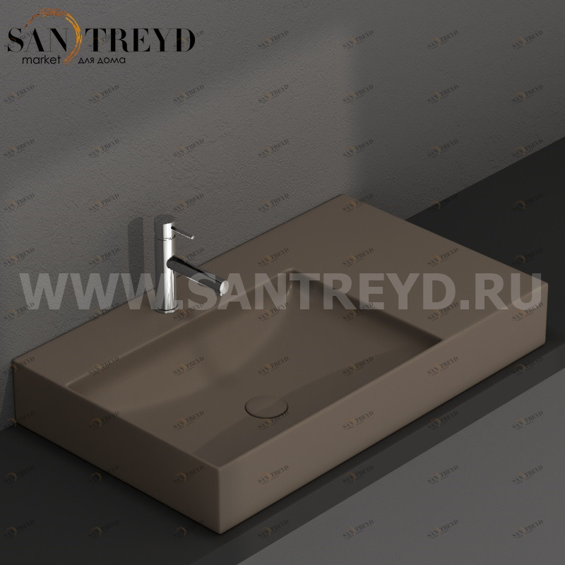 B6R80SCS Подвесная раковина настенная прямоугольная Ceramica Globo T-EDGE