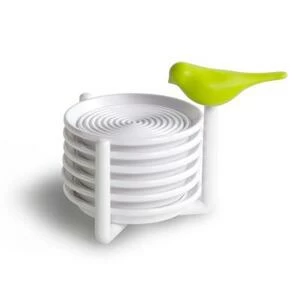 Набор подставок под чашки Sparrow, белый с зеленым