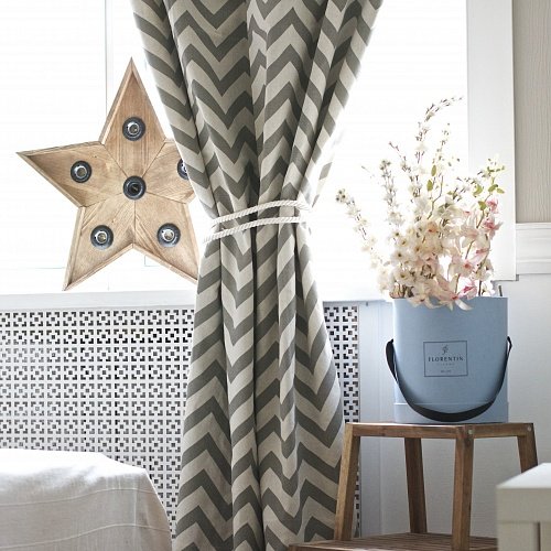 Шторы в бежевый зиг-заг HAPPY STATION  009151 Бежевый;коричневый  - Вид №1