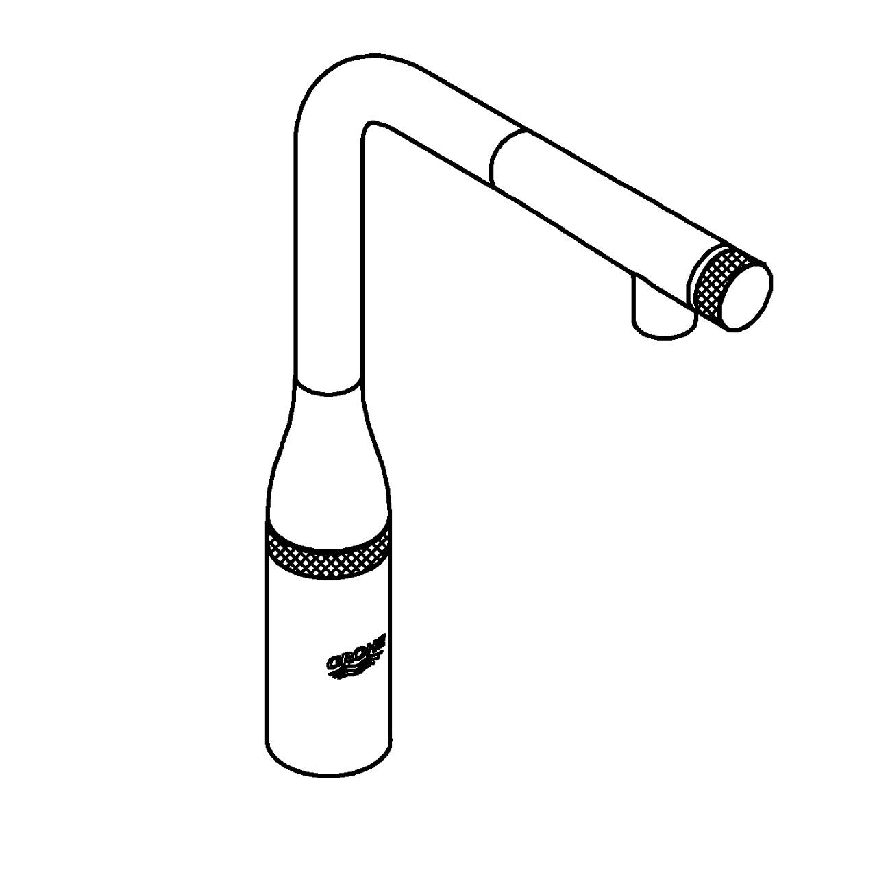 Смеситель для кухни GROHE Essence SmartControl с выдвижным L-образным изливом, темный графит, матовый (31615AL0) - Вид №2