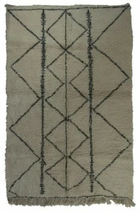AFOLKI Прямоугольный шерстяной коврик с длинным ворсом и геометрическими мотивами Beni ourain Taa1112be