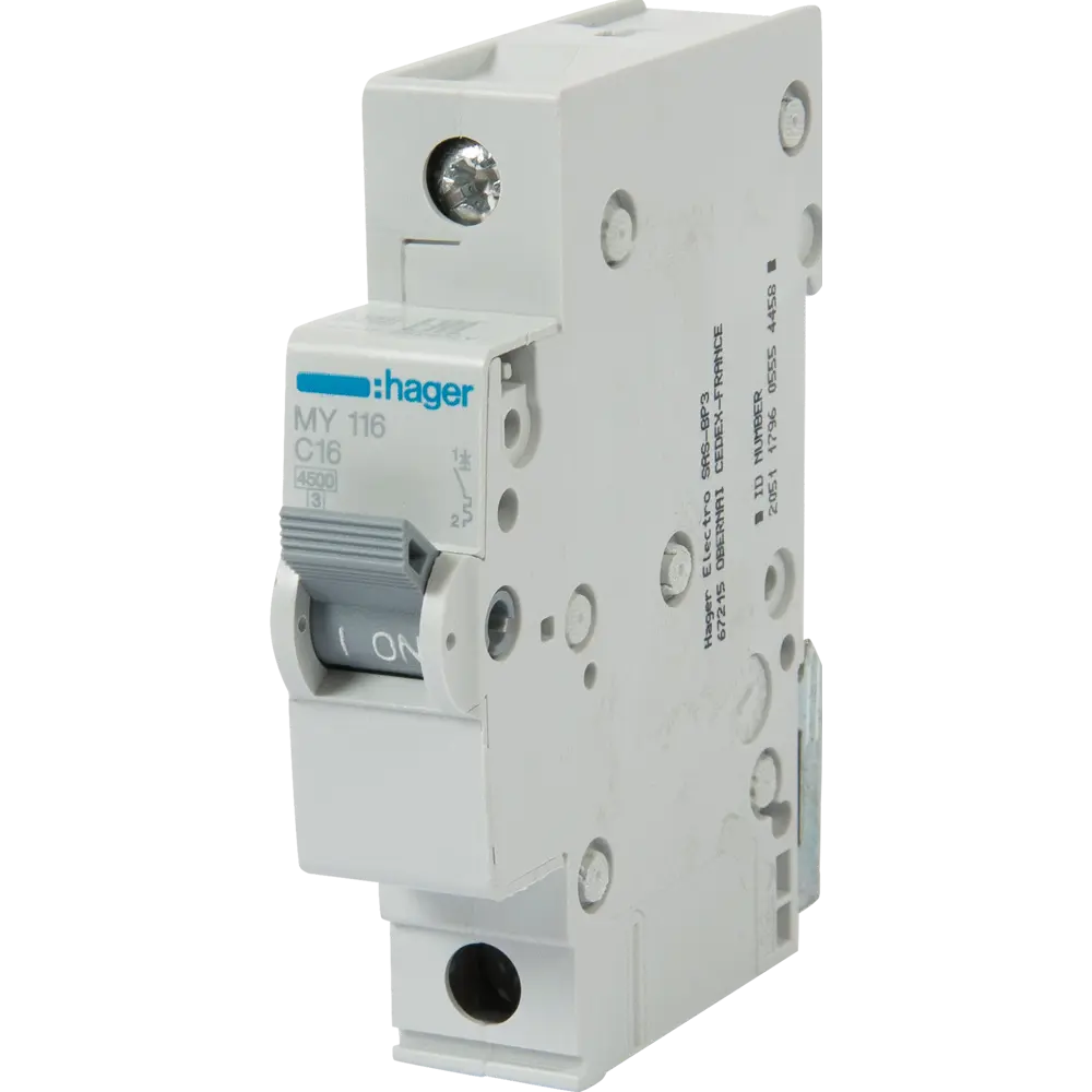 Автоматический выключатель Hager MY116 1P C16 А 4.5 кА STLM-2057176