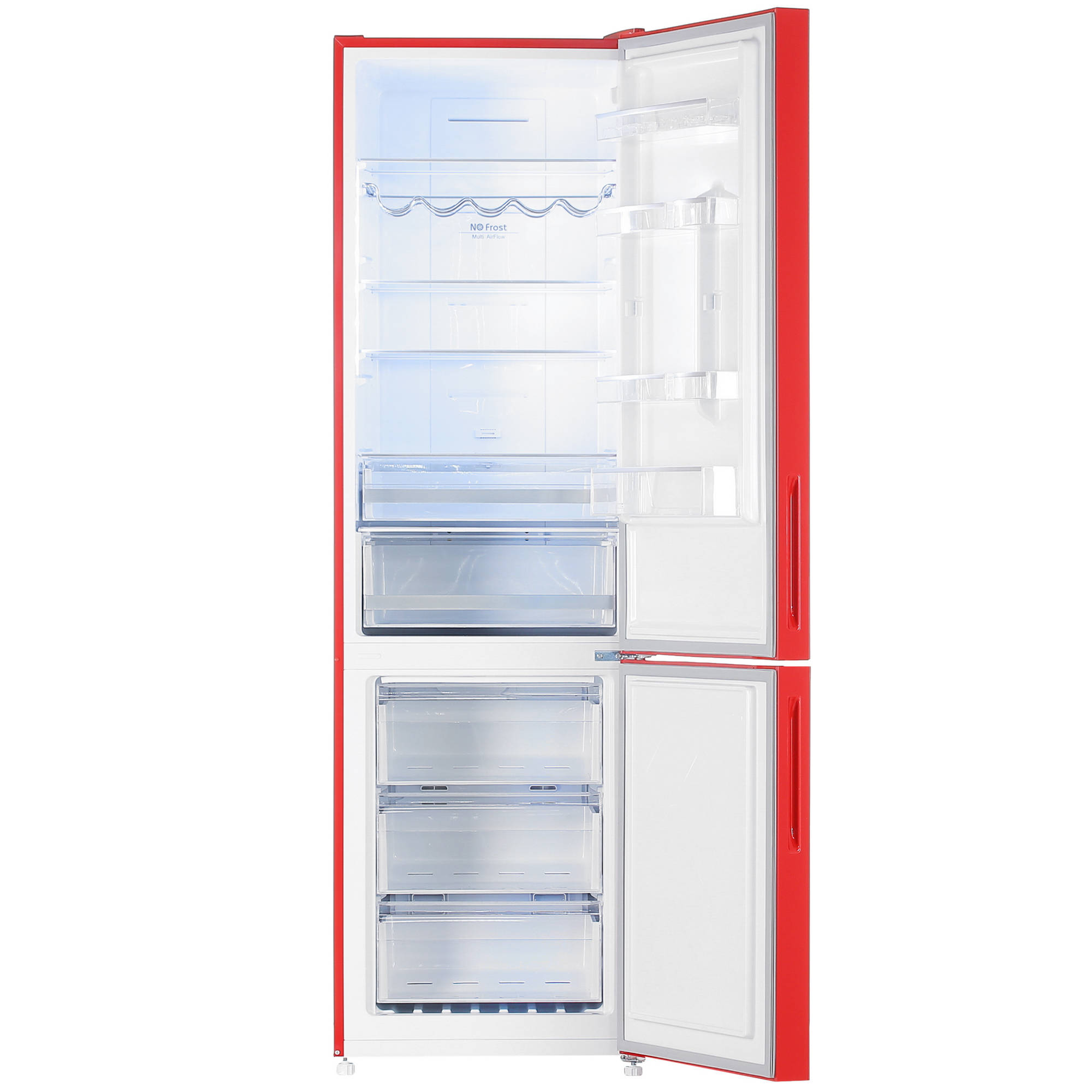 5032049 Холодильник с морозильником   DEXP RF-CN350DMG/SI красный STDN-0118379 - Вид №1