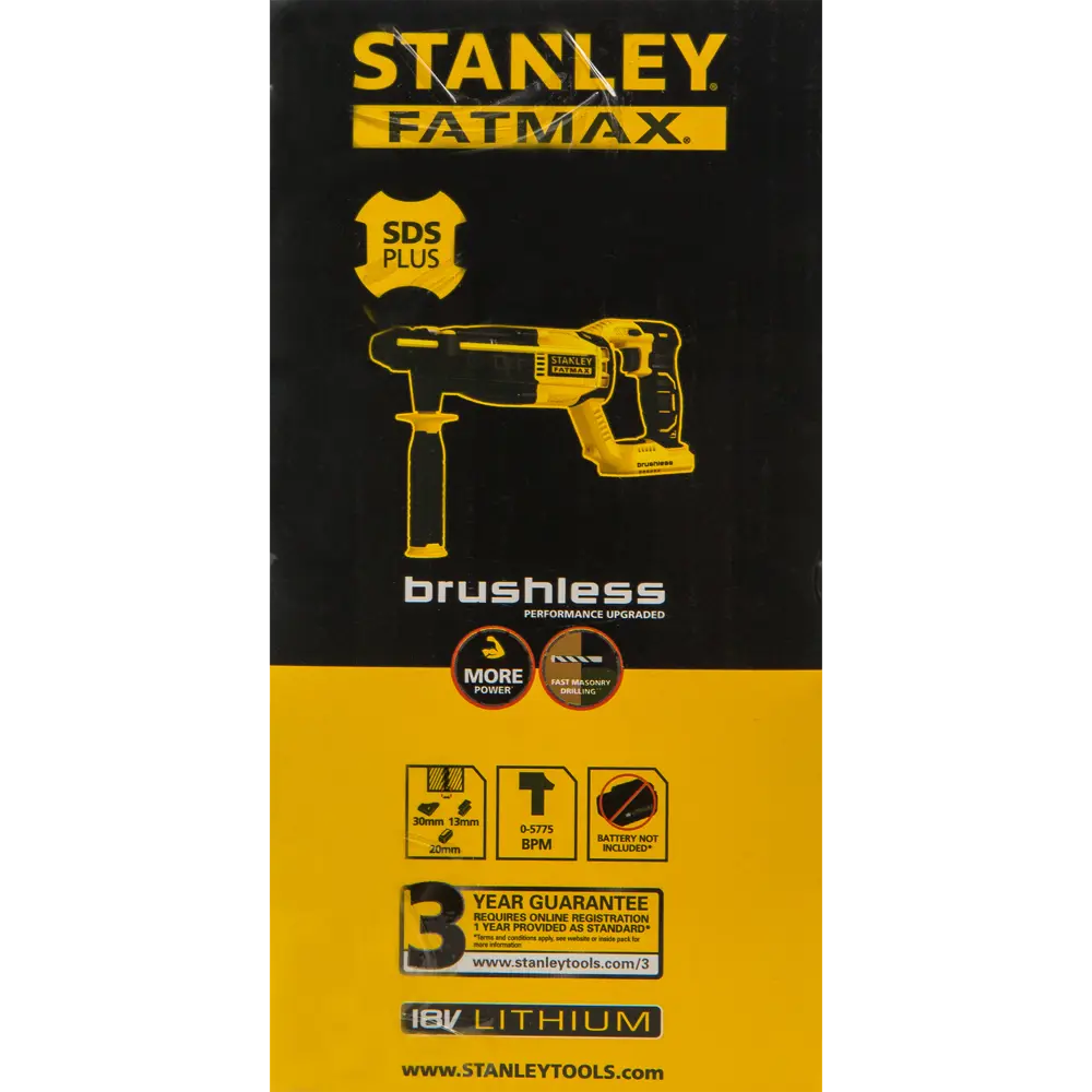 Перфоратор аккумуляторный Stanley Fatmax FMCD900B-XJ, 18 В Li-ion, без АКБ STLM-2063421 - Вид №6