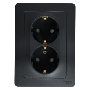Розетка двойная встраиваемая Systeme Electric Blanca с заземлением со шторками цвет антрацит 86728851 STLM-2148992