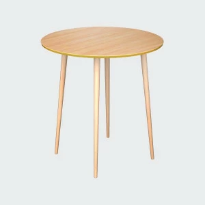 Обеденный стол круглый шпон желтый 80 см "Спутник" WOODI  00-3966037 Бежевый;желтый