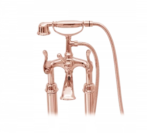 Gentry Home Смеситель для умывальника на три отверстия с выдвижным краном Tiffany Розовое золото