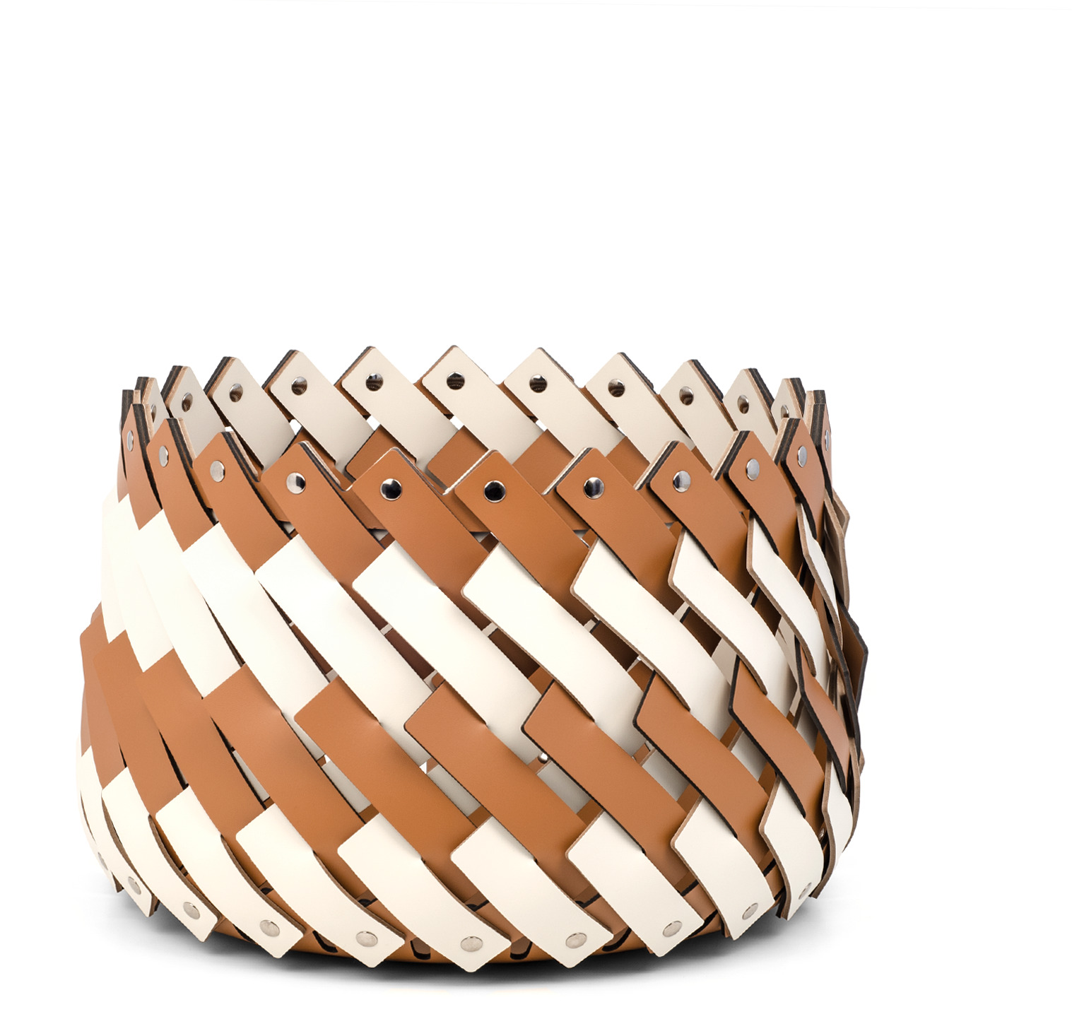 Корзина Almeria Bicolour - Ø 40XH27 см / регенерированная кожа_coffee