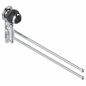 A2K-522 Полотенцедержатель двойной - 2 подвижные рейки - Д: 400 мм, диаметр : 16 мм Thg-paris Panthere с чёрным хрусталём Хром