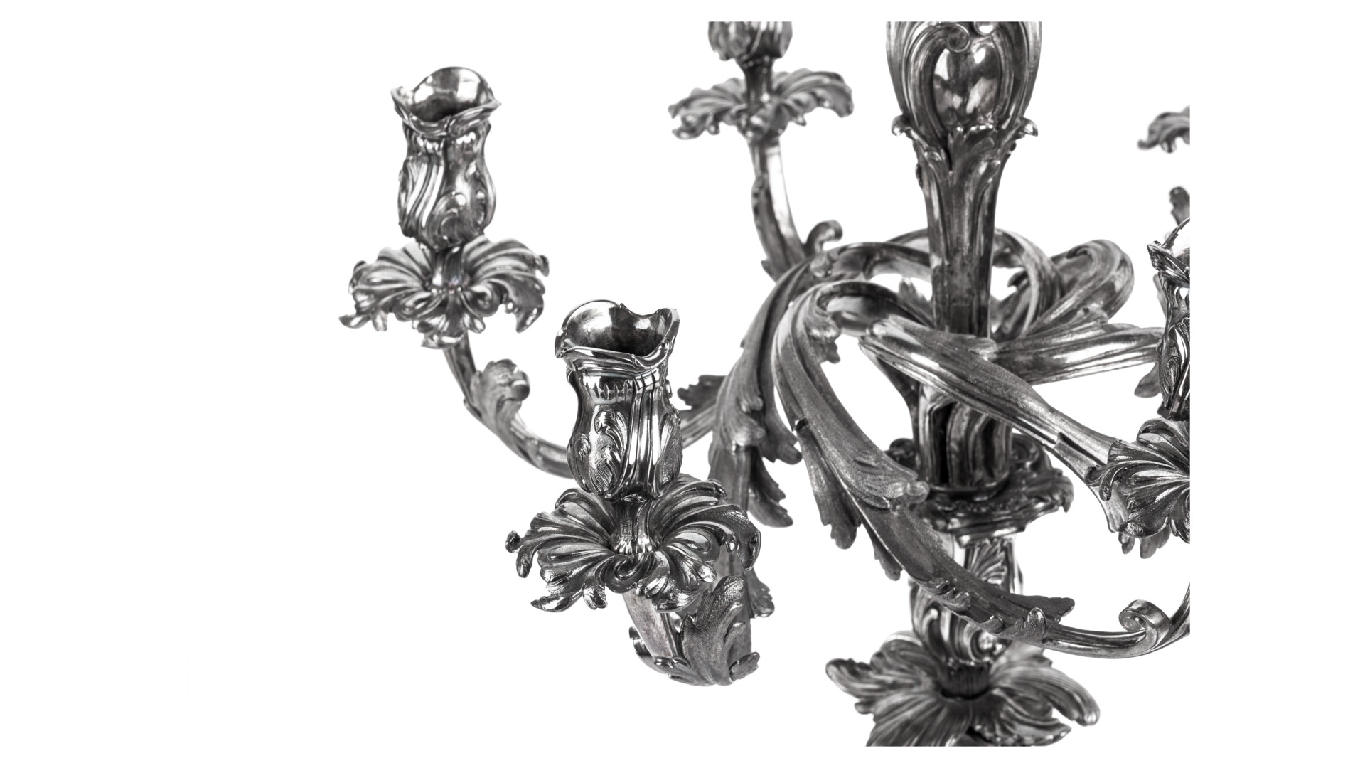 101989 Odiot Канделябр семирожковый Odiot "Рокайл" (серебро 925) 60см Серебро 925  - Вид №2