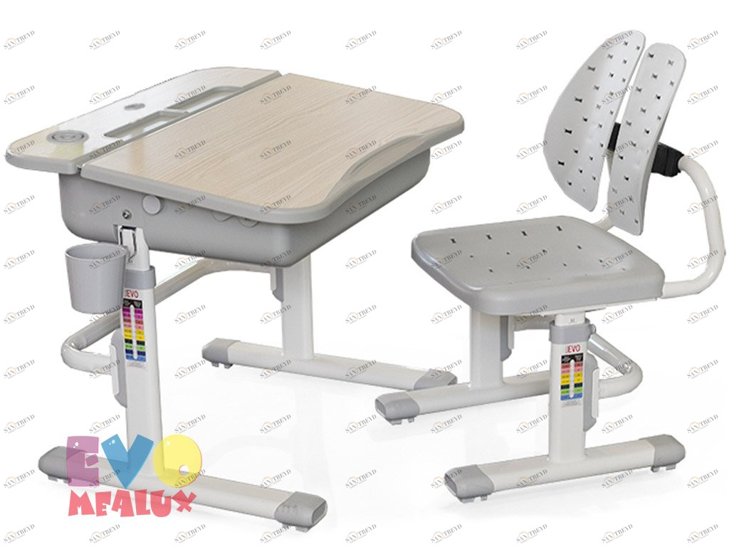 Растущая парта и стул EVO-03 клен, серая MEALUX EVO  261449 Серый;молочный Santreyd 