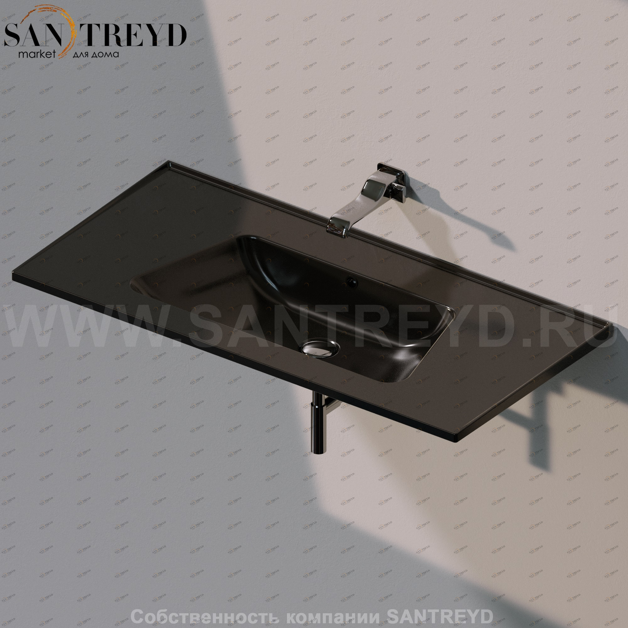 BM105L9017 Подвесная раковина настенная прямоугольная Ceramica Flaminia Bloom черная