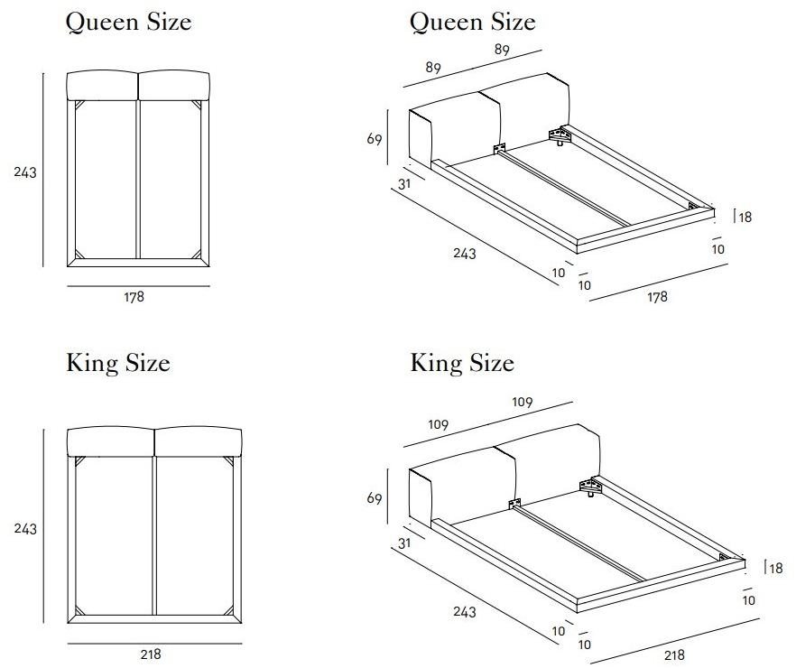 Living Divani Двуспальная кровать с мягким изголовьем Wall sun-id-1391336 - Вид №3