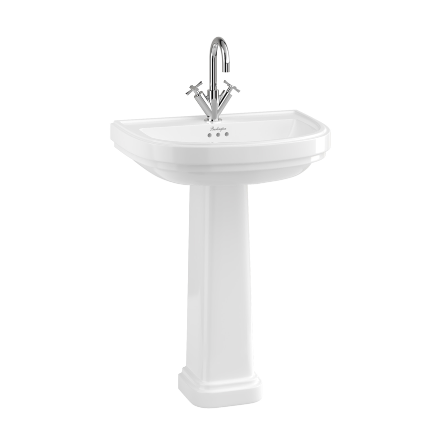 Burlington Riviera Раковина Riviera 650 мм в форме D с пьедесталом Riviera Full с 2-мя отверстиями под смеситель RIV4 2TH - RIV6 