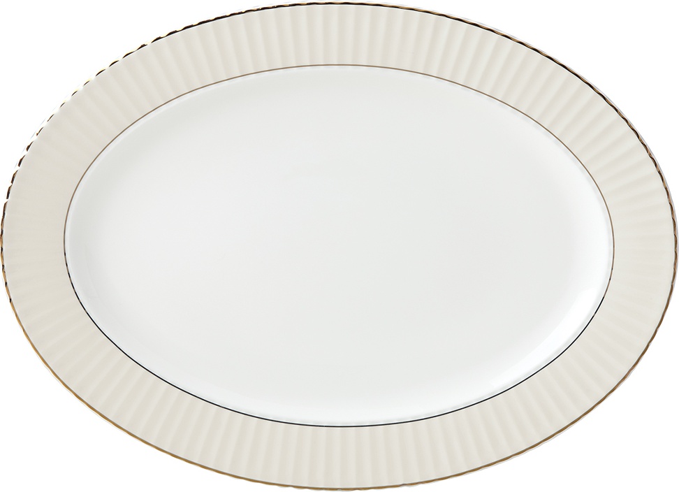 10623812 Lenox Блюдо овальное Lenox "Цветное плиссе" 40см (серое) Фарфор костяной 