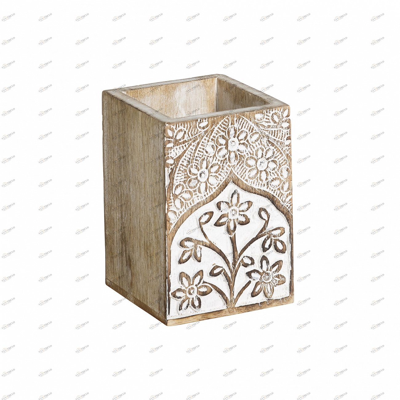 Подставка для канцелярских принадлежностей квадратная с рисунком TO4ROOMS  00-3839004 Бежевый 