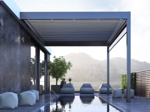 Биоклиматическая беседка из алюминия с поворотными пластинами