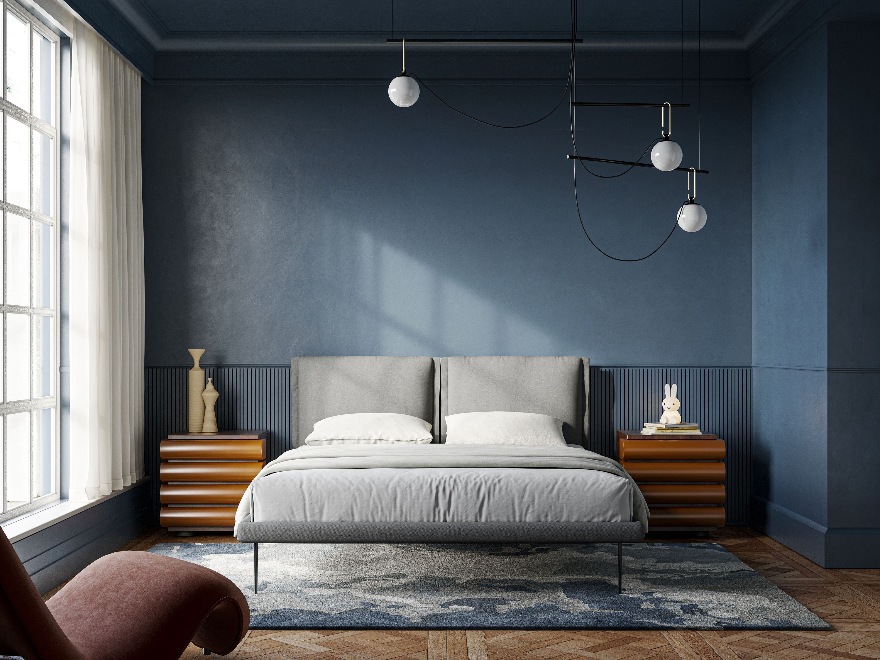 Съемная кровать из ткани с мягким изголовьем Divani.Store NOAH ARCH-00085785