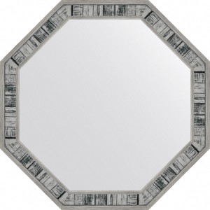 BY 7419 Зеркало в багетной раме - состаренное дерево 50 mm EVOFORM Octagon