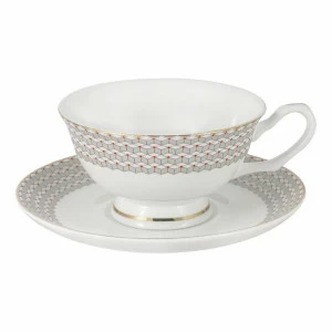 Чашка фарфоровая с блюдцем белая с серым в подарочной упаковке "Скандинавия" ANNA LAFARG EMILY СКАНДИНАВИЯ 00-3946863 Белый;серый