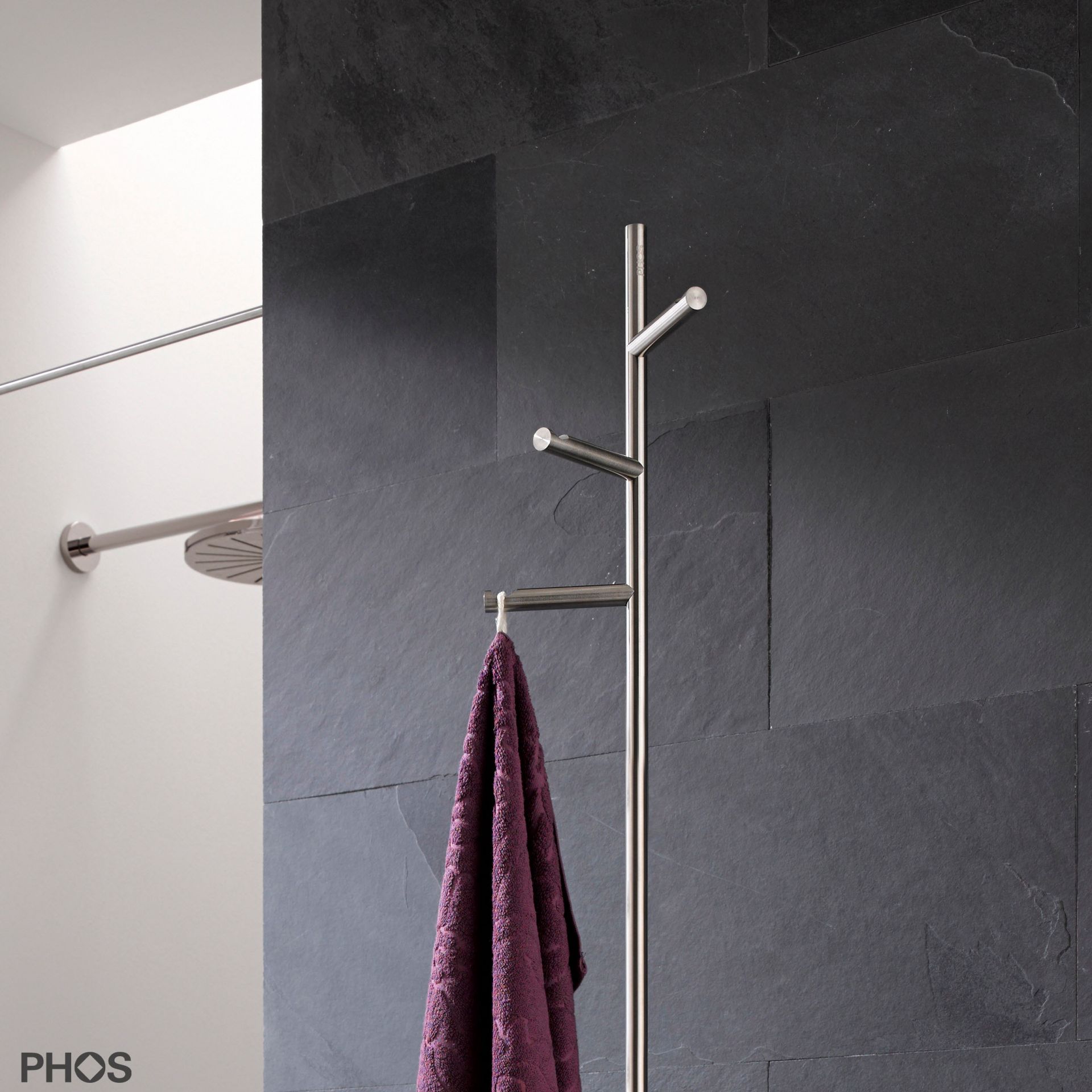 GSTH3V-B Вешалка для полотенец и вешалка для верхней одежды с 3 вогнутыми крючками, основание: серое. PHOS  - Вид №1