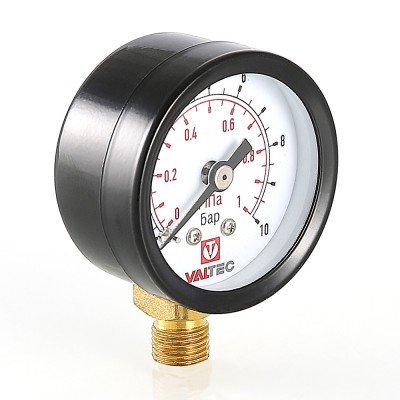 VT.TM40.D.01 Манометр с нижним подключением VT.TM40.D Valtec 40 мм, 1/8", 0-10 бар  - Вид №1