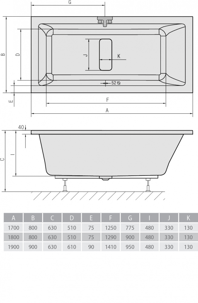 Акриловая ванна ALPEN Marlene 180 72034 - Вид №2