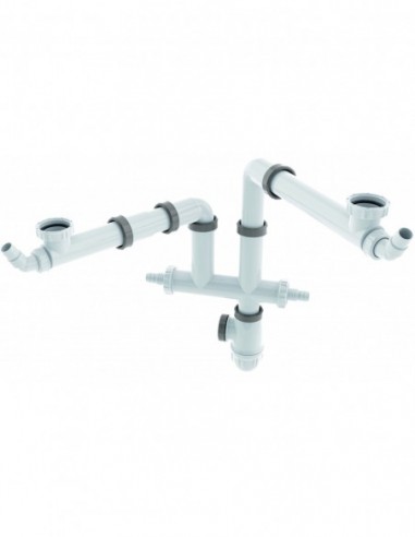 780500 001 00  Соединительная трубка для мойки с 2 чашами, двухкомпонентная, Д. 40 мм, NF, двухкомпонентная Valentin Белый  - Вид №1