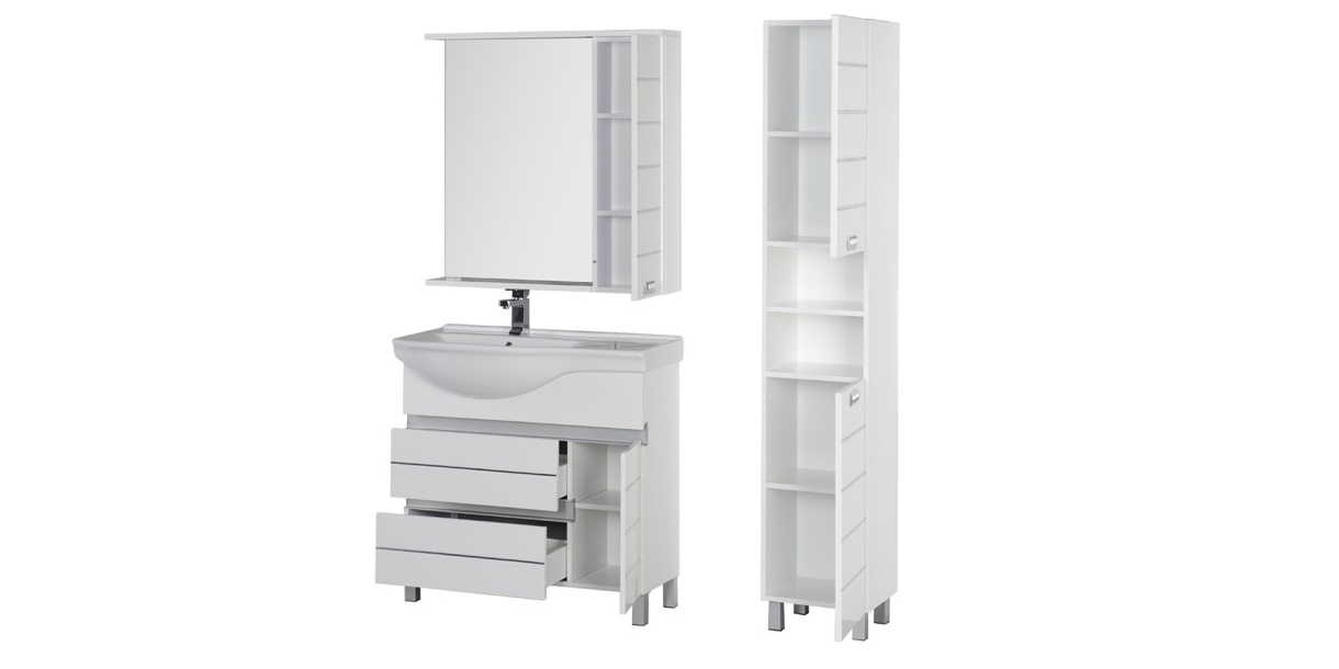 Комплект мебели Aquanet Доминика 90 L белый 00176648 - Вид №3