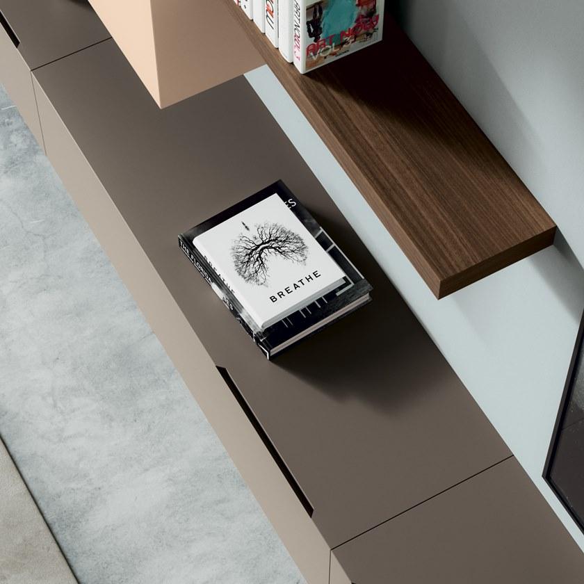 Febal Casa Стена с тумбой под телевизор, облицованная лакированным деревом sun-id-1465037 - Вид №1