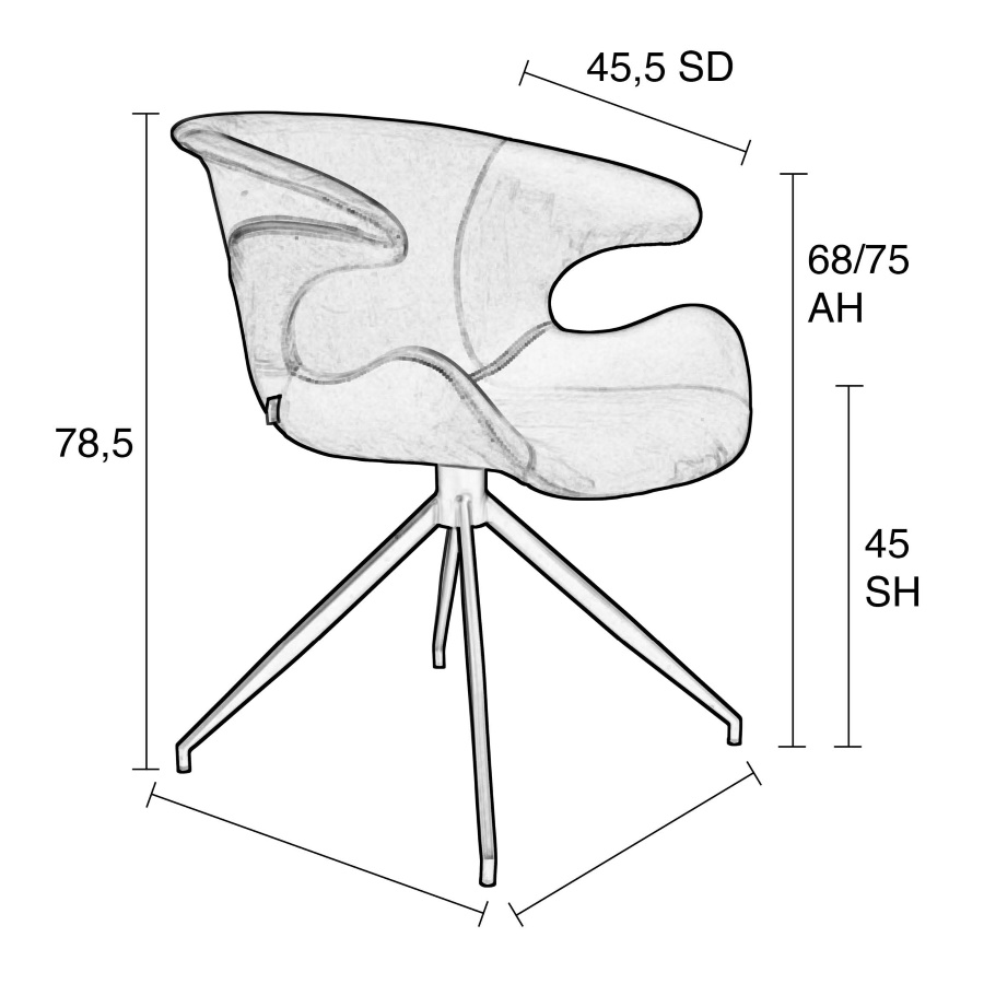Кресло Mia серое под бархат Zuiver 1200150 - Вид №12