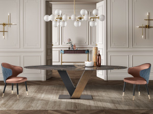 Овальный мраморный обеденный стол