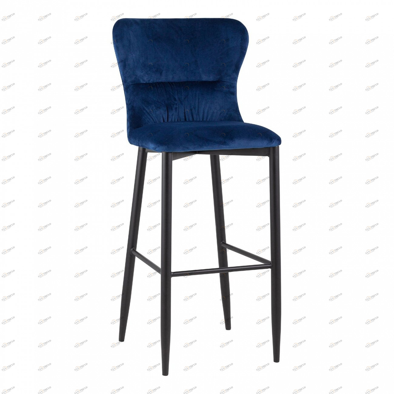 Стул барный с мягкой спинкой темно-синий с черными металлическими ножками "Лилиан" STOOL GROUP  00-3881788 Синий 