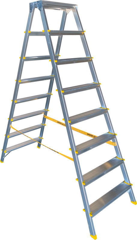 Двухсторонняя стремянка алюминиевая анодированная 8 ст.